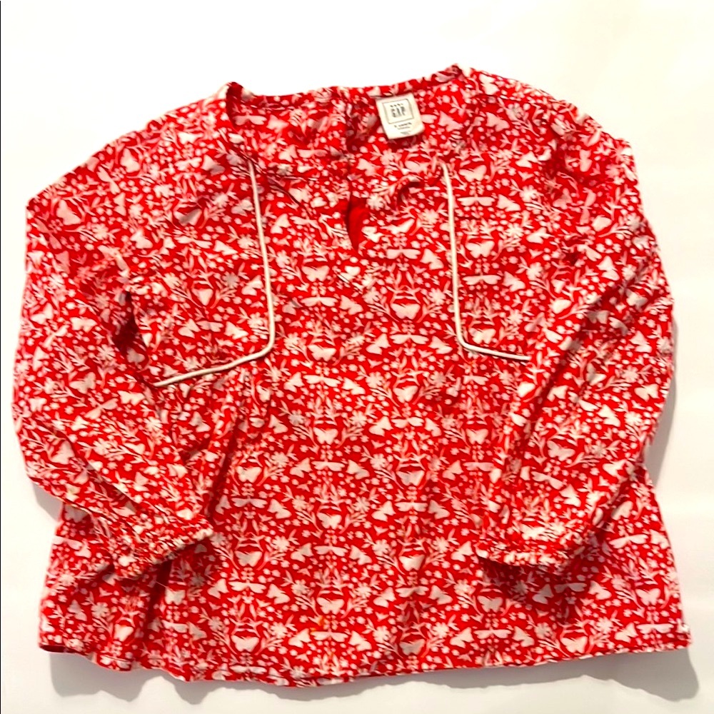 GAP Kids 3T Girls Blood Orange and White Floral Blouse
